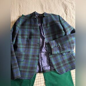 Talbots Plaid Navy & Green Blazer
